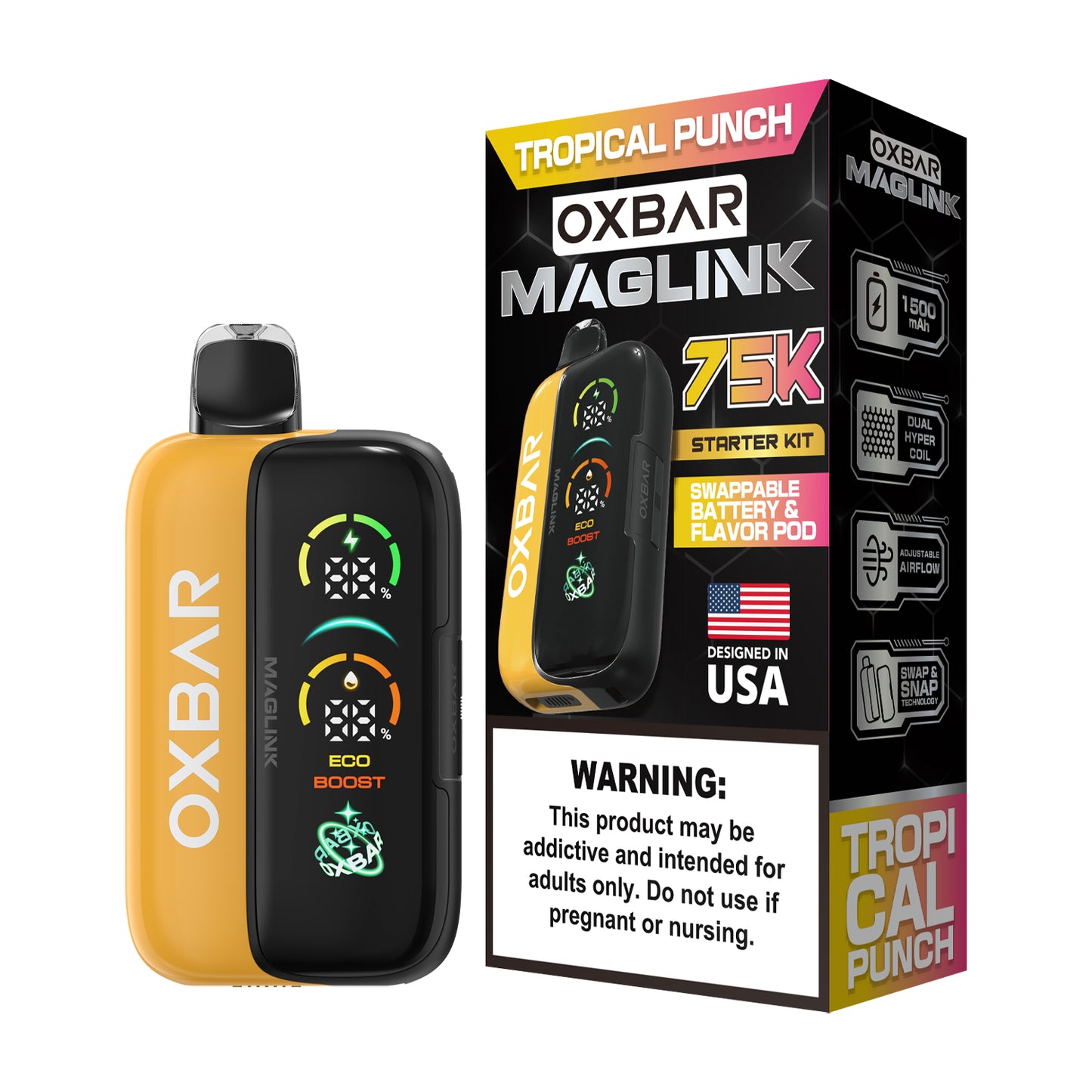 Oxbar Maglink Starter Kit (Dispo) (75000Puff)(30mL) Nixodine-Tropical Punch with packaging