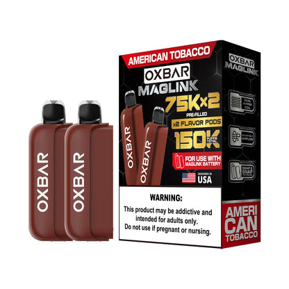 Oxbar Maglink Pods (Liq Pod) (75000)(30mL) Nixodine (2-Pack)- American Tobacco with packaging
