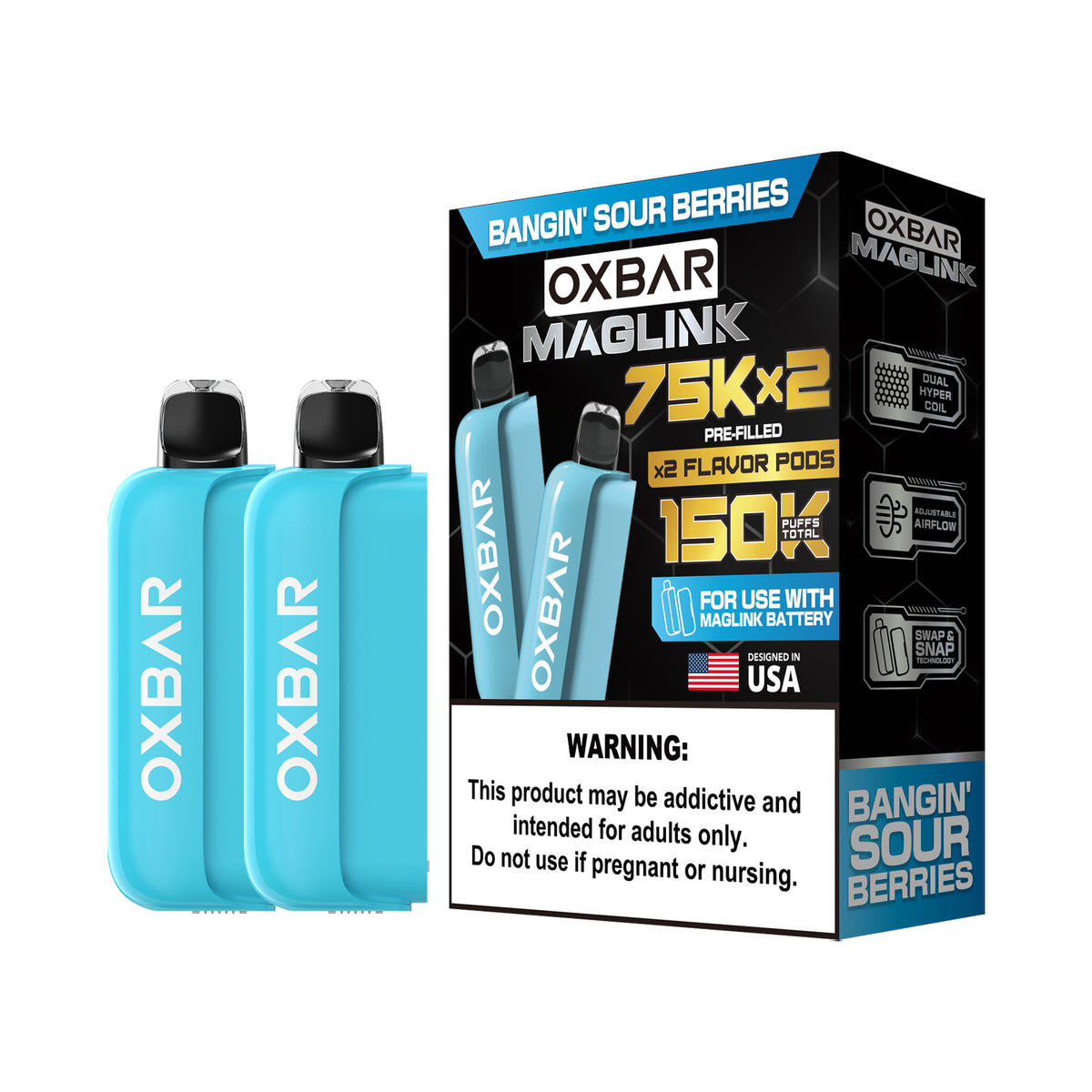 Oxbar Maglink Pods (Liq Pod) (75000)(30mL) Nixodine (2-Pack)- Bangin Sour Berries with packaging
