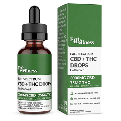 ERTH (CBD)(Tincture)(3000mg 30mL) Full Spectrum CBD + THC Relief Drops  - Unflavored (3000mg)