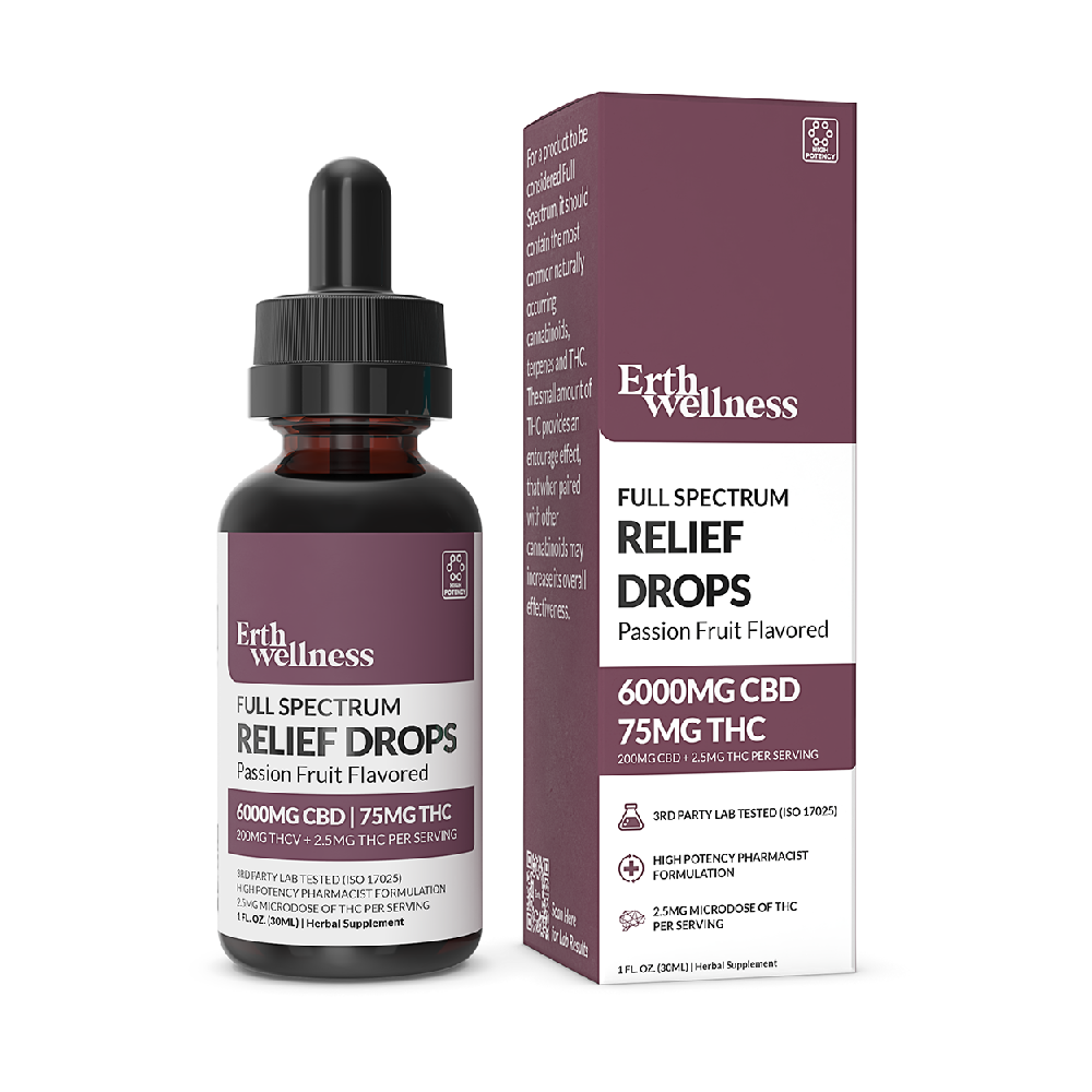 ERTH (CBD)(Tincture)(3000mg 30mL) Full Spectrum CBD + THC Relief Drops  - Passion Fruit (6000mg)

