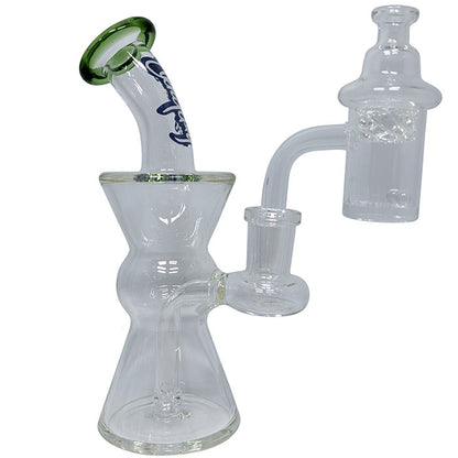 Dogg Lbs (Water Pipe) DLWP0031-0032 6″ Everyday Mini Rig Hourglass Box Set with Banger & Carb Cap - Green