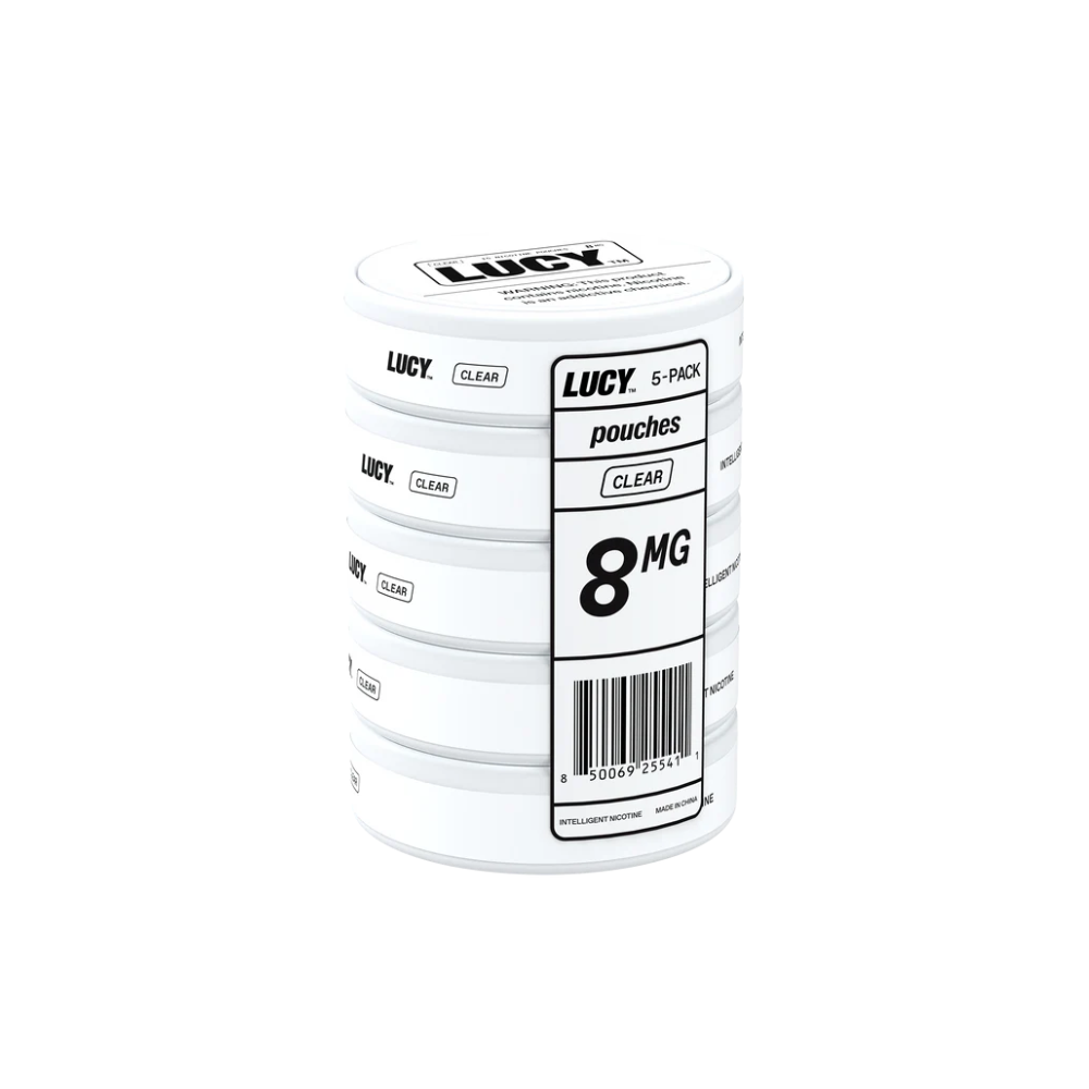 Lucy Nicotine Pouches – 15ct Can- 5-Can Pack | Clear (SAS) (08mg)