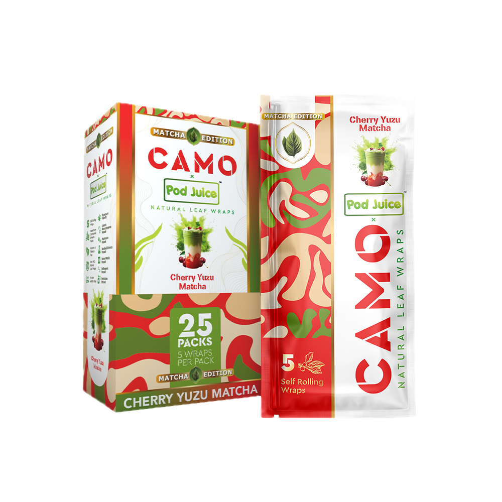 POD Juice x Camo (DSPLY 25pc)(Wraps)(5-Pack) - Cherry Yuzu Matcha (SAS)