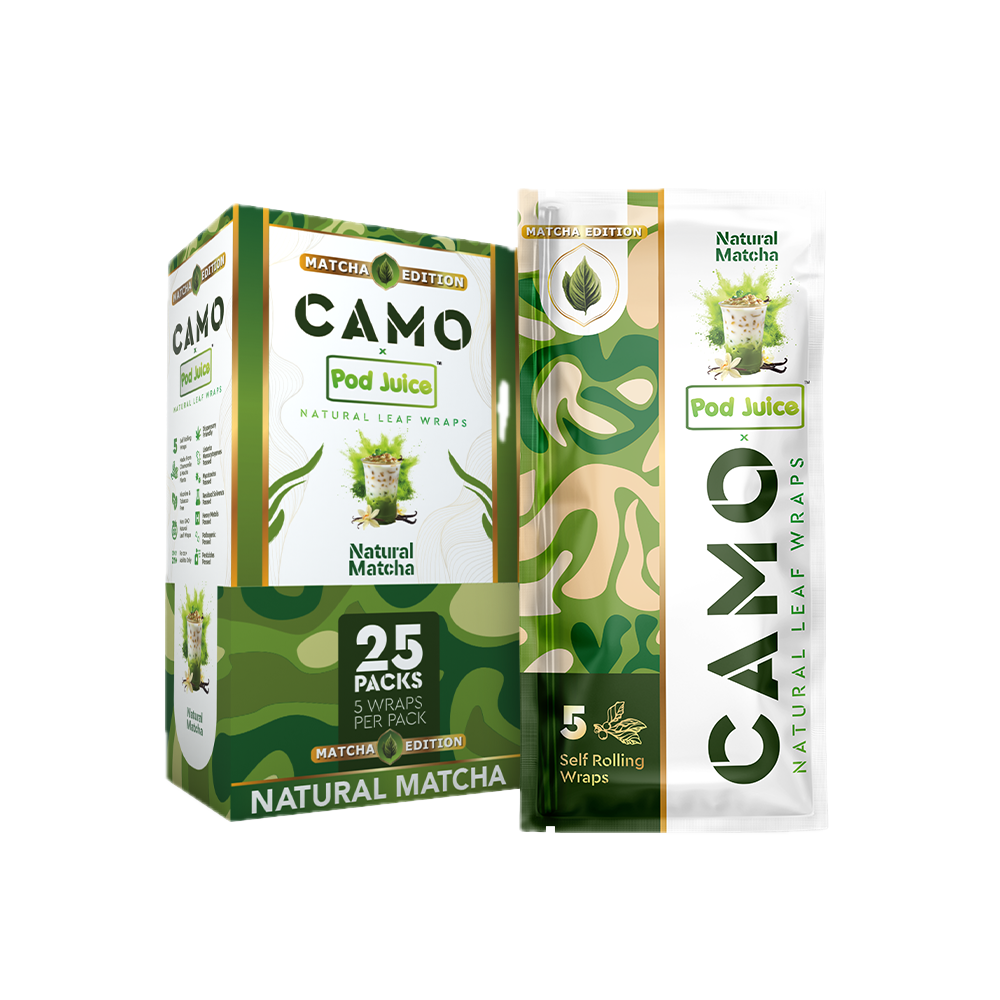 POD Juice x Camo (DSPLY 25pc)(Wraps)(5-Pack) - Natural Matcha (SAS)