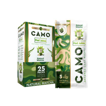 POD Juice x Camo (DSPLY 25pc)(Wraps)(5-Pack) - Natural Matcha (SAS)
