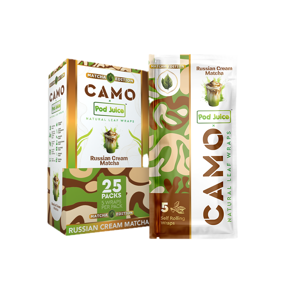 POD Juice x Camo (DSPLY 25pc)(Wraps)(5-Pack) - Russian Cream Matcha (SAS)