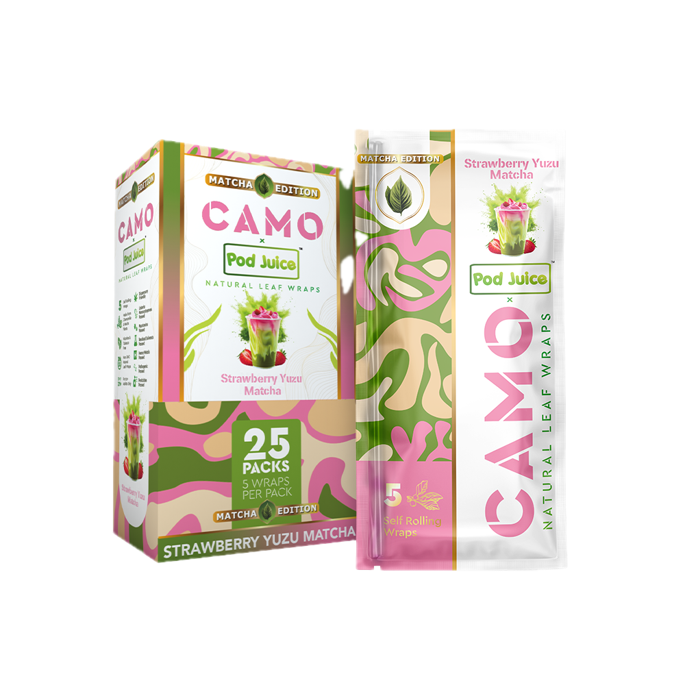POD Juice x Camo (DSPLY 25pc)(Wraps)(5-Pack) - Strawberry Yuzu Matcha (SAS)