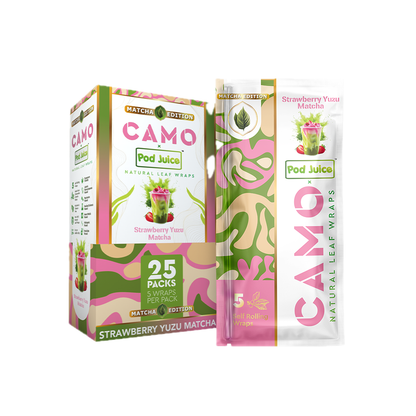 POD Juice x Camo (DSPLY 25pc)(Wraps)(5-Pack) - Strawberry Yuzu Matcha (SAS)