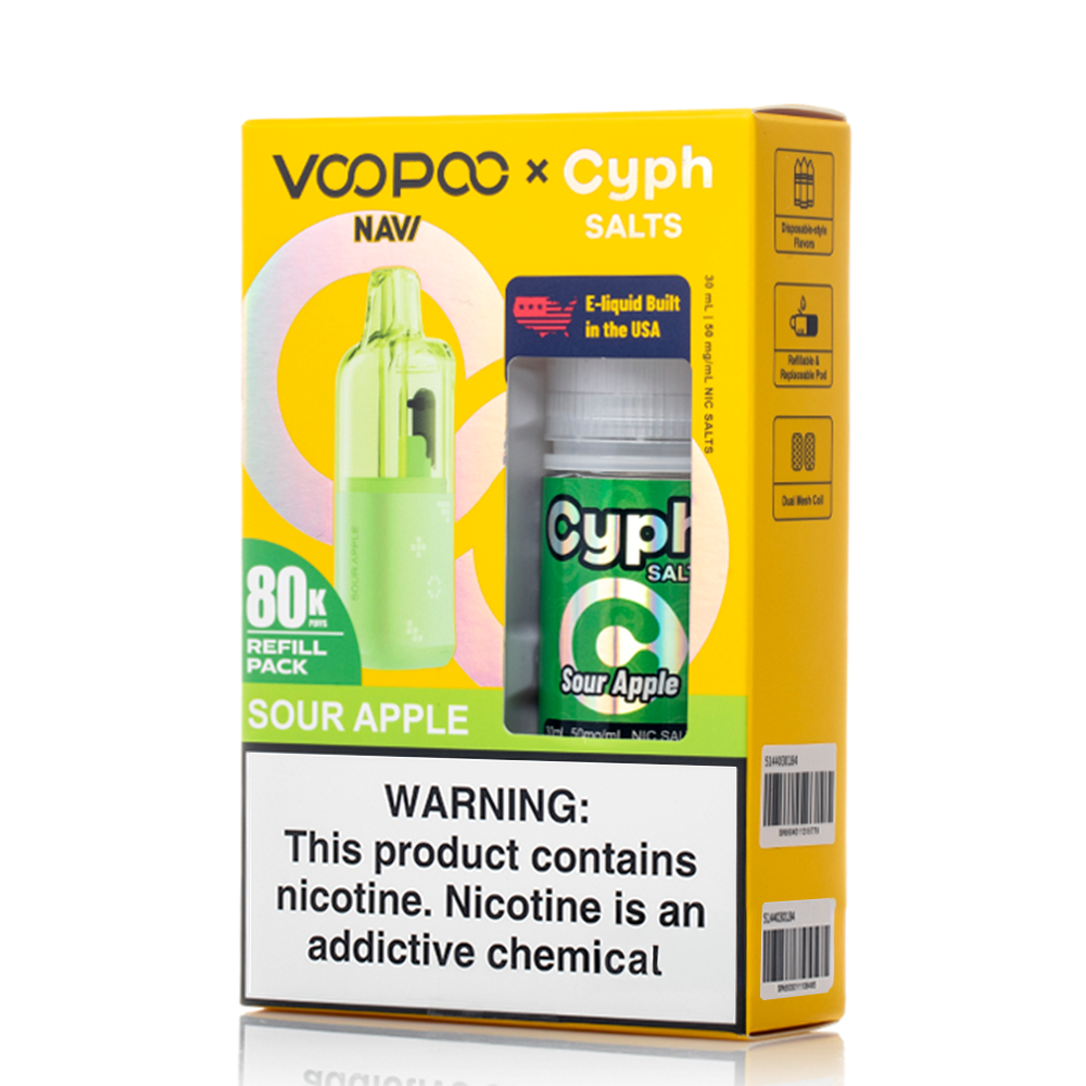 Voopoo Navi 80K Refill Pack (Empty Pod) + Cyph (LIQ Salt)(30mL) Bundle-Sour Apple
