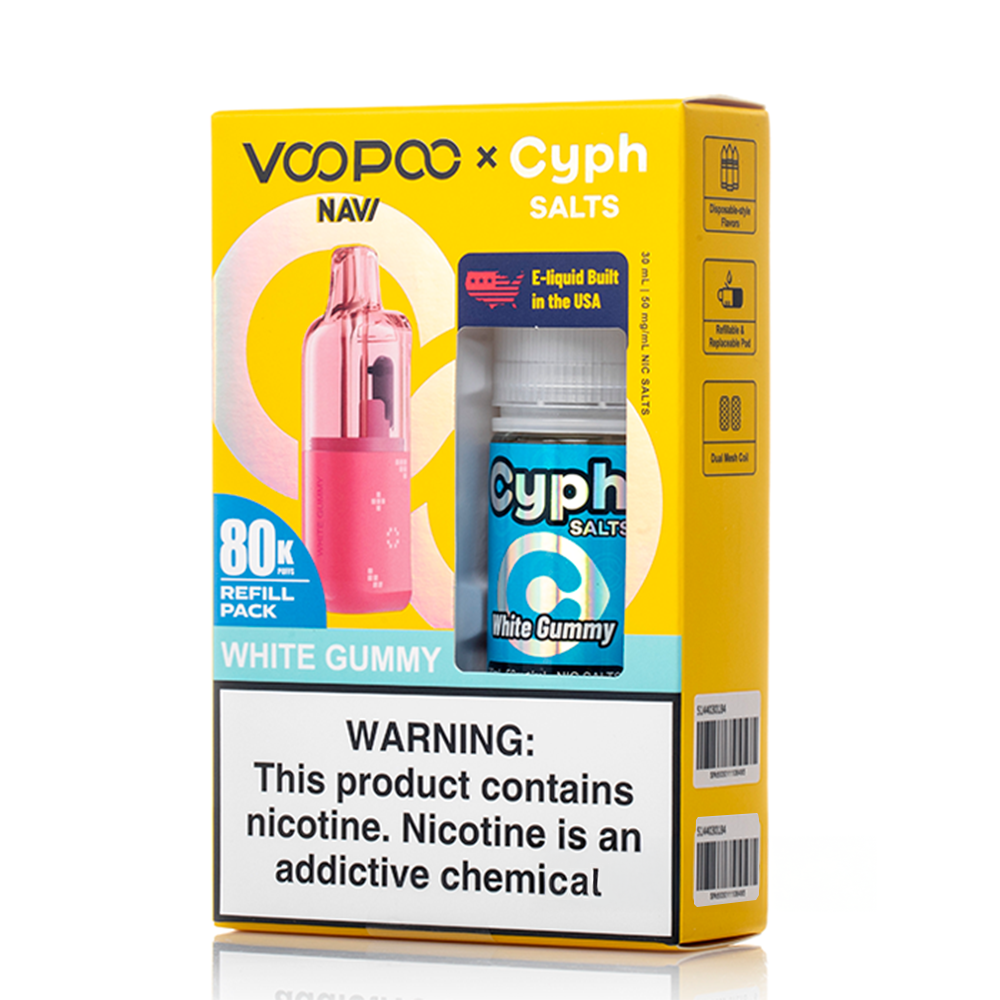 Voopoo Navi 80K Refill Pack (Empty Pod) + Cyph (LIQ Salt)(30mL) Bundle-White Gummy

