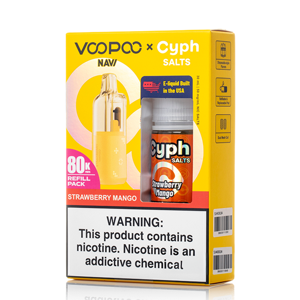 Voopoo Navi 80K Refill Pack (Empty Pod) + Cyph (LIQ Salt)(30mL) Bundle-Strawberry Mango
