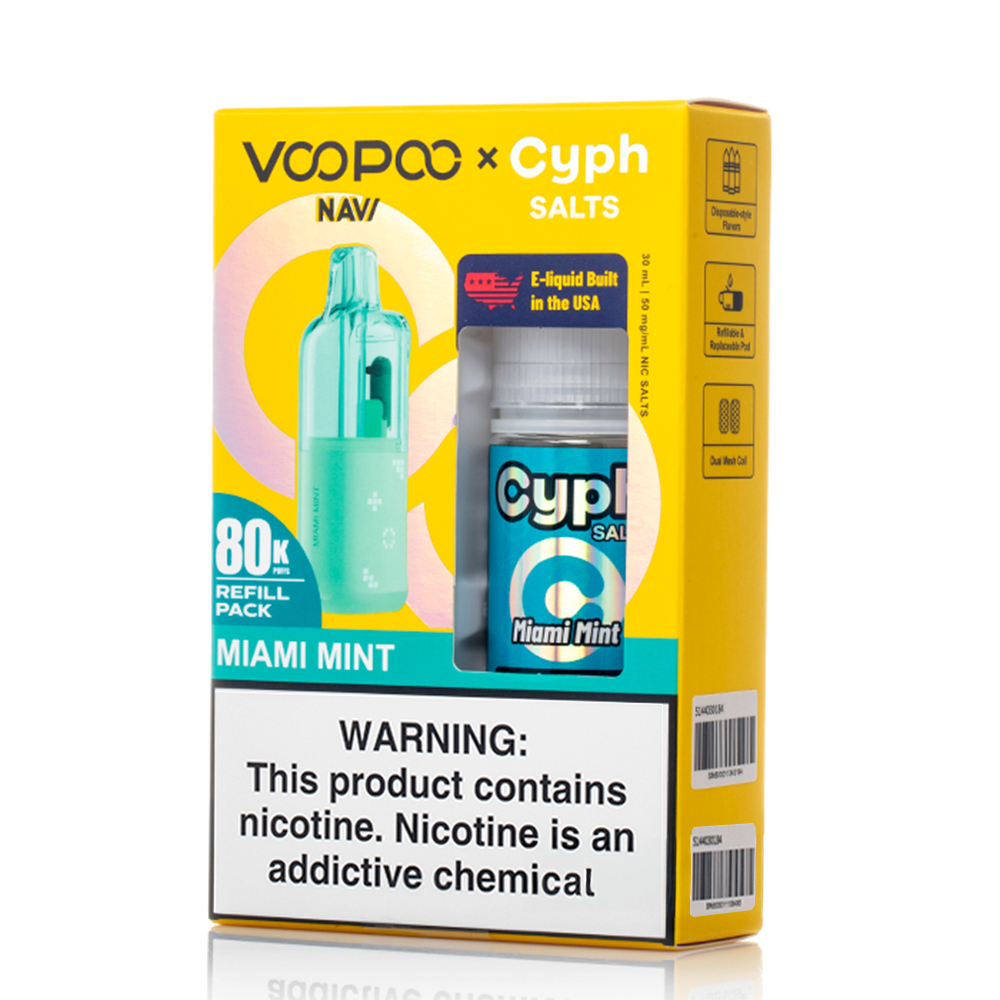 Voopoo Navi 80K Refill Pack (Empty Pod) + Cyph (LIQ Salt)(30mL) Bundle-Miami Mint
