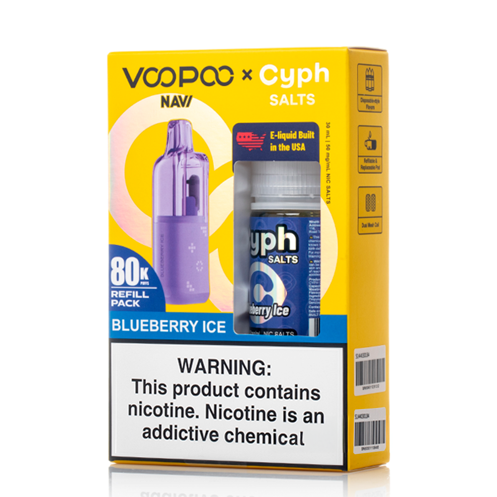 Voopoo Navi 80K Refill Pack (Empty Pod) + Cyph (LIQ Salt)(30mL) Bundle-Blueberry Ice
