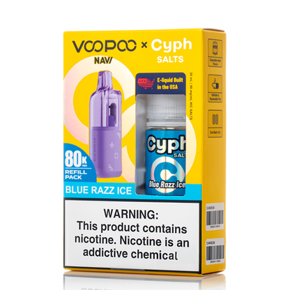 Voopoo Navi 80K Refill Pack (Empty Pod) + Cyph (LIQ Salt)(30mL) Bundle
-Blue Razz Ice