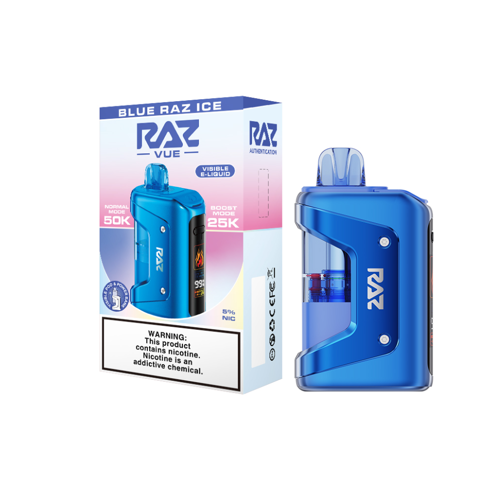 Raz Vue (Dispo KIT)(50000Puff)(13mL) Dispo + Power Dock - Blue Raz Ice