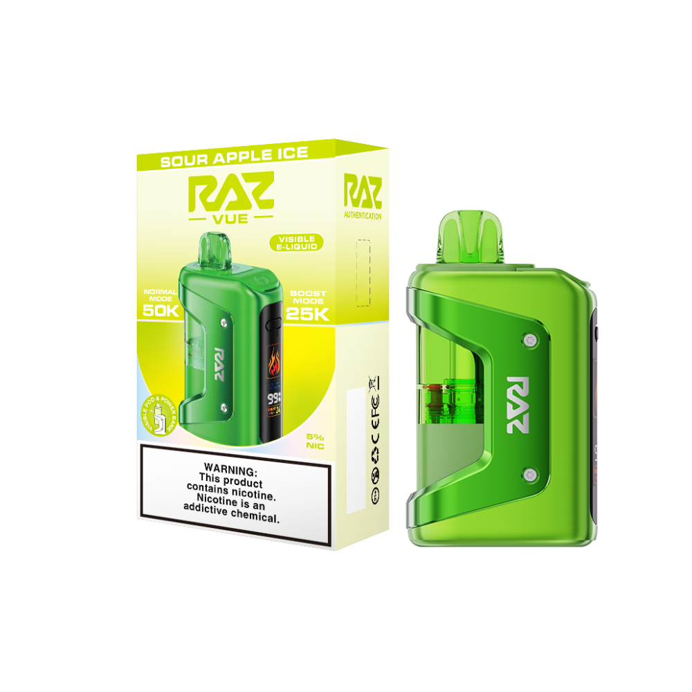 Raz Vue (Dispo KIT)(50000Puff)(13mL) Dispo + Power Dock - Sour Apple Ice