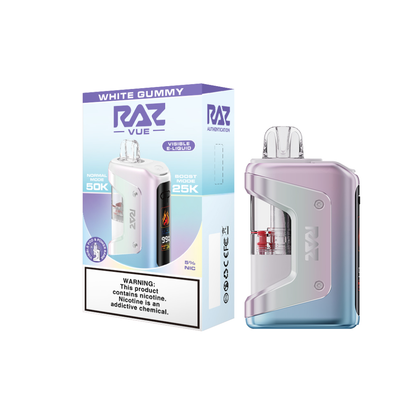 Raz Vue (Dispo KIT)(50000Puff)(13mL) Dispo + Power Dock - White Gummy