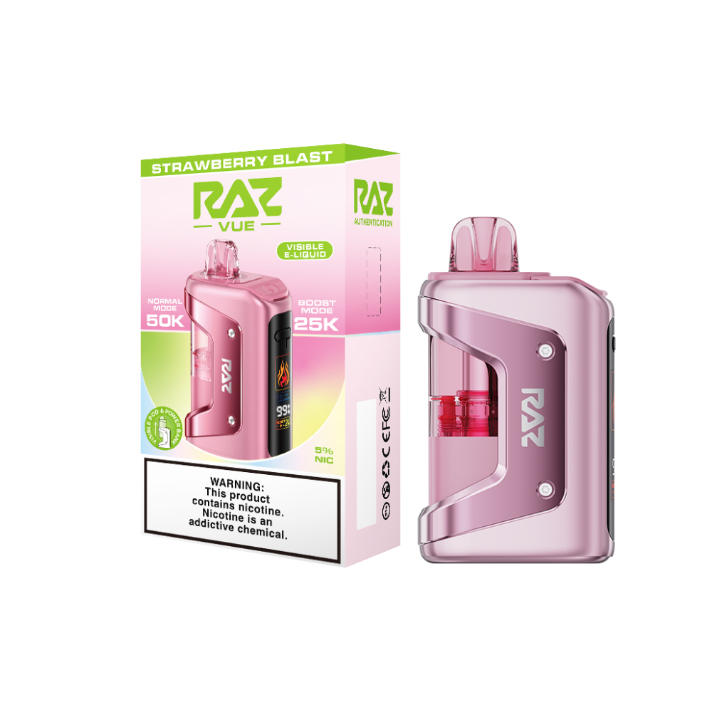 Raz Vue (Dispo KIT)(50000Puff)(13mL) Dispo + Power Dock - Strawberry Blast