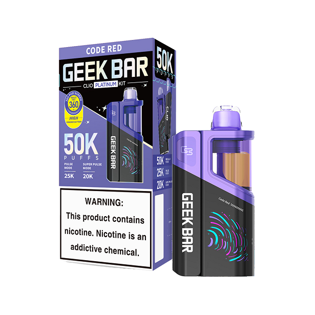 Geek Bar Clio Platinum (Dispo KIT)(50000Puff)(16mL) Dispo + Power Dock - Code Red