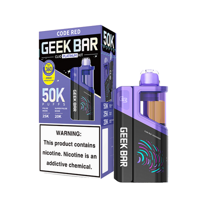 Geek Bar Clio Platinum (Dispo KIT)(50000Puff)(16mL) Dispo + Power Dock - Code Red