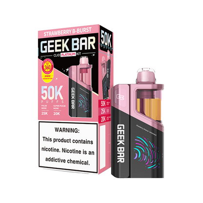 Geek Bar Clio Platinum (Dispo KIT)(50000Puff)(16mL) Dispo + Power Dock - Strawberry B-Burst