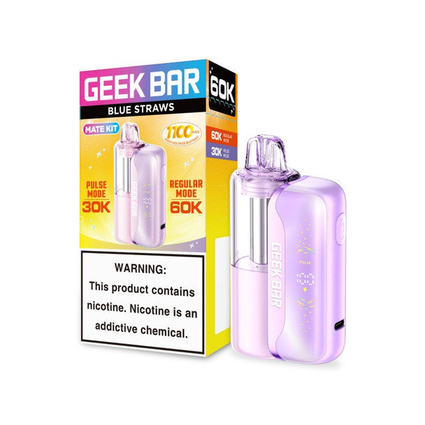 Geek Bar Mate (Dispo KIT) (60000Puff)(15mL) Dispo + Power Dock - Blue Straws