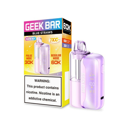 Geek Bar Mate (Dispo KIT) (60000Puff)(15mL) Dispo + Power Dock - Blue Straws