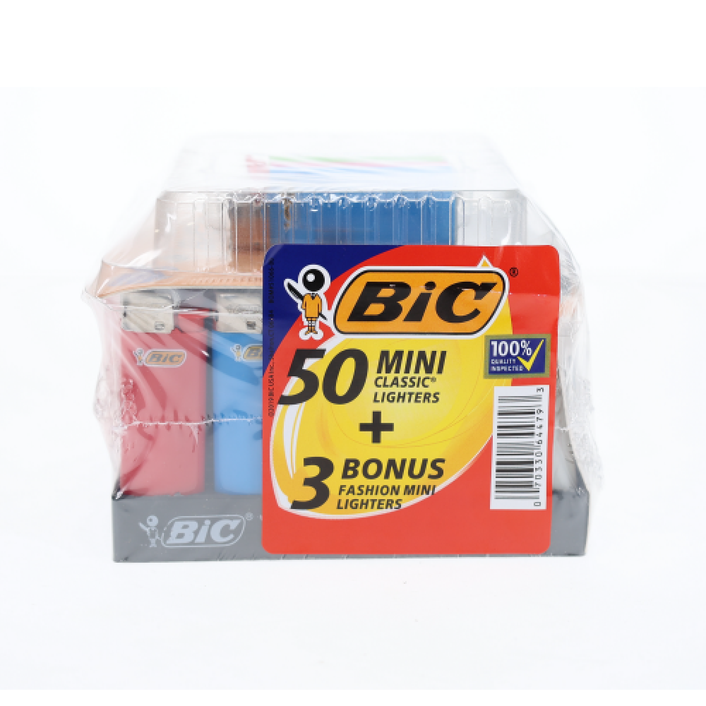 BIC (DSPLY 50pc + 3 BONUS)(Mini Lighter) - Assorted (SAS)