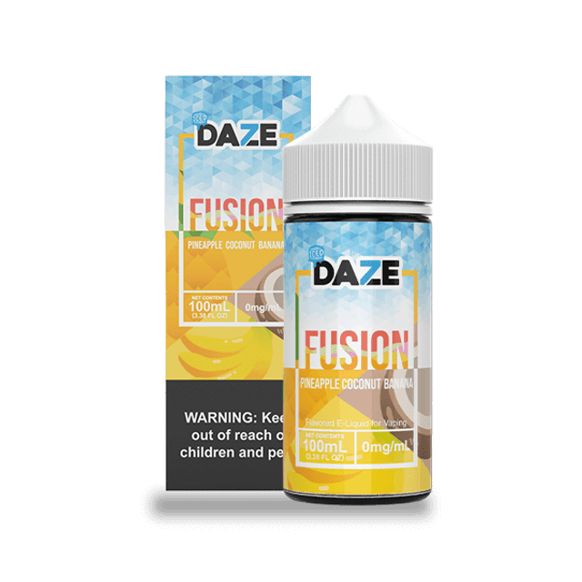 7Daze Fusion Series E-Liquid 100mL (Freebase) Pineapple Coconut Banana with packaging