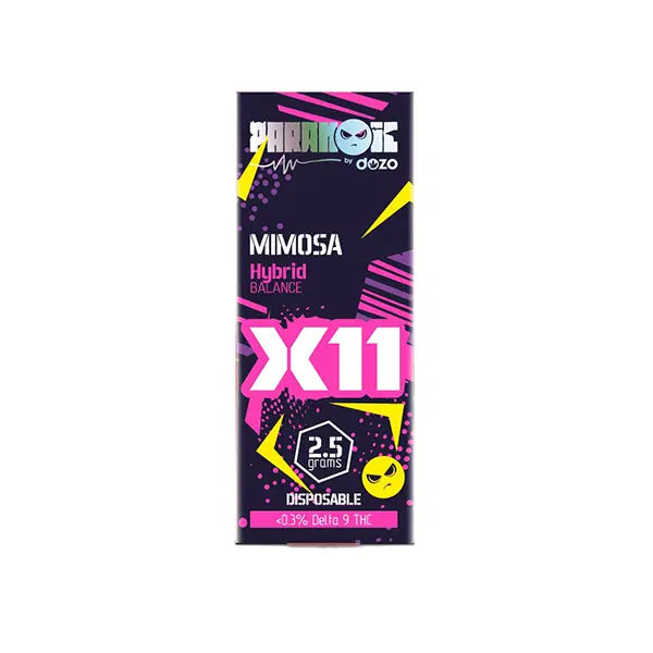 Paranoic – X11 Live Resin + Delta 11 + HHC + THCP + THCJD Disposable 2.5g | Mimosa Hybrid with Packaging