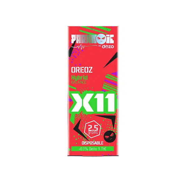 Paranoic – X11 Live Resin + Delta 11 + HHC + THCP + THCJD Disposable 2.5g | Oreoz Hybrid with Packaging