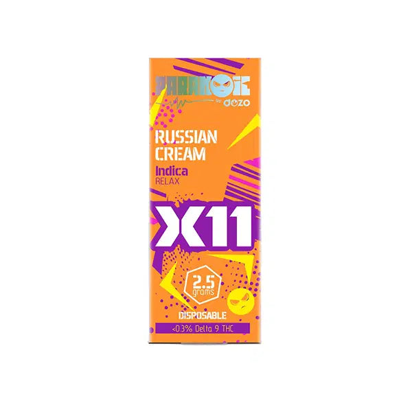 Paranoic – X11 Live Resin + Delta 11 + HHC + THCP + THCJD Disposable 2.5g | Russina Cream indica with Packaging