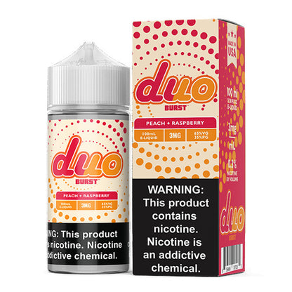 Burst Duo Series E-Liquid | 100mL | 3mg | Freebase | Peach Raspberry with packaging