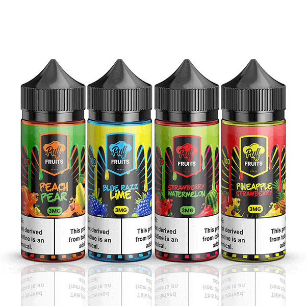 Puff Fruits & Fruit ICE Series E-Liquid 100mL (Freebase) Group Photo