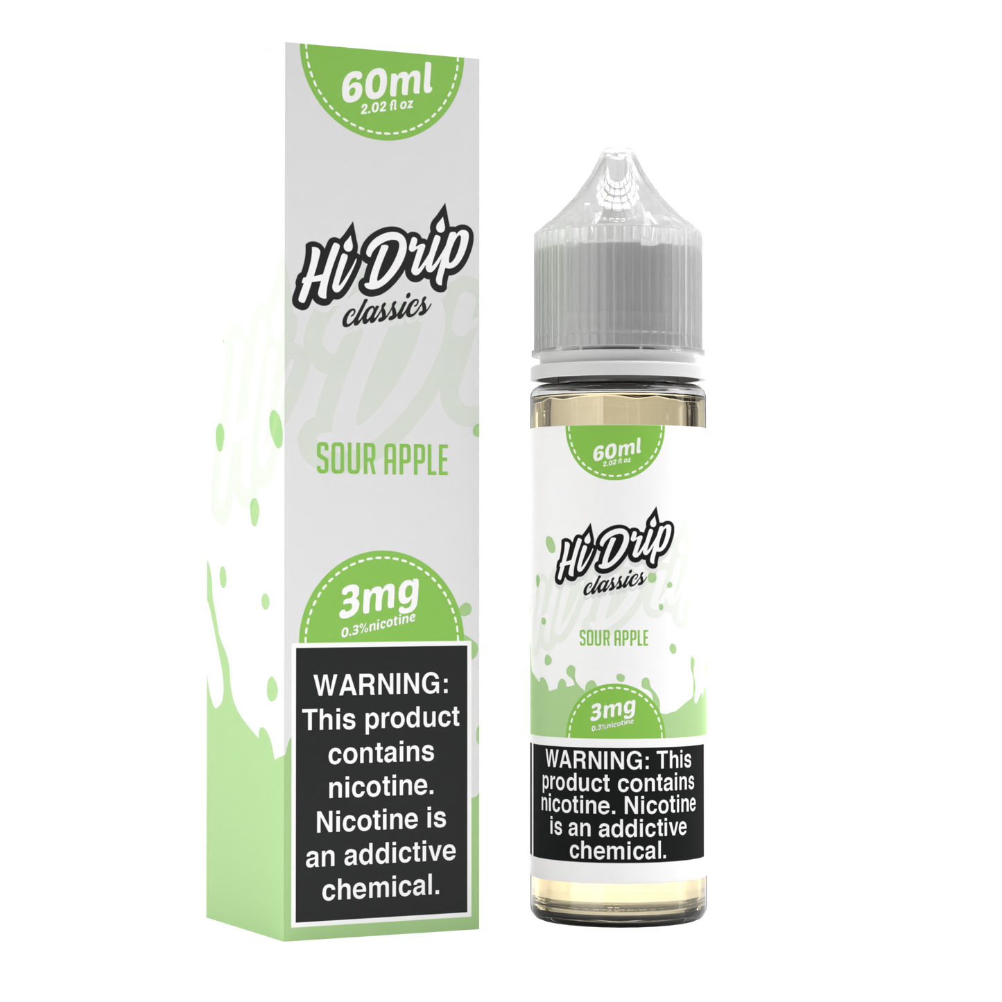 Hi-Drip Classics Series E-Liquid 60mL (Freebase) | Sour Apple with Packaging