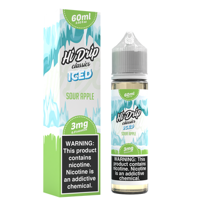 Hi-Drip Classics Series E-Liquid 60mL (Freebase) | Sour Apple Iced with Packaging