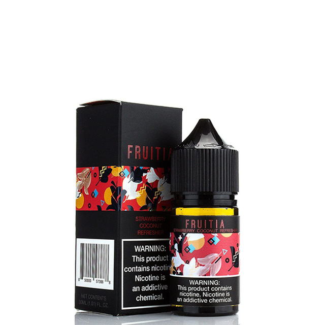 Fresh Farms FRUITIA Salt Series E-Liquid 30mL (Salt Nic) | Strawberry Coconut Refresher with packaging