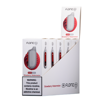 FLONQ Max Smart Disposable | 10000 Puffs | 14mL | 20mg | MOQ 5 | Strawberry Watermelon 5 Packs with packaging