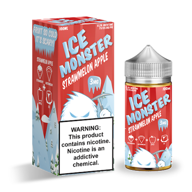 Jam Monster Ice Series E-Liquid 100mL (Freebase) Strawmelon Apple with packaging