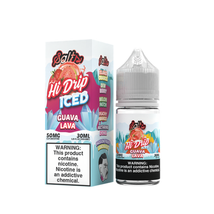 Hi-Drip Salt Series E-Liquid | 30mL | 50mg | (Salt Nic) | Guava Lava Iced with packaging 