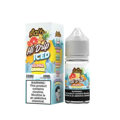Hi-Drip Salt Series E-Liquid | 30mL | 50mg | (Salt Nic) | Island Orange Iced with packaging 