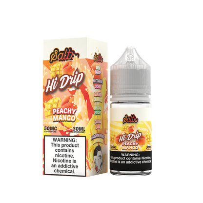 Hi-Drip Salt Series E-Liquid | 30mL | 50mg | (Salt Nic) | Peachy Mango with packaging