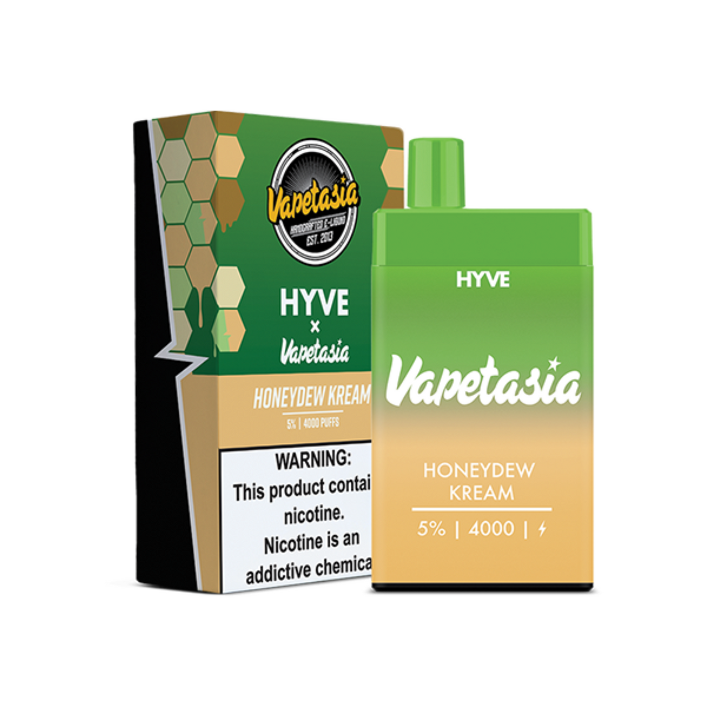 Vapetasia Hyve Mesh Disposable 4000 Puffs 10mL 50mg | MOQ 10 | Honeydew Kream with Packaging