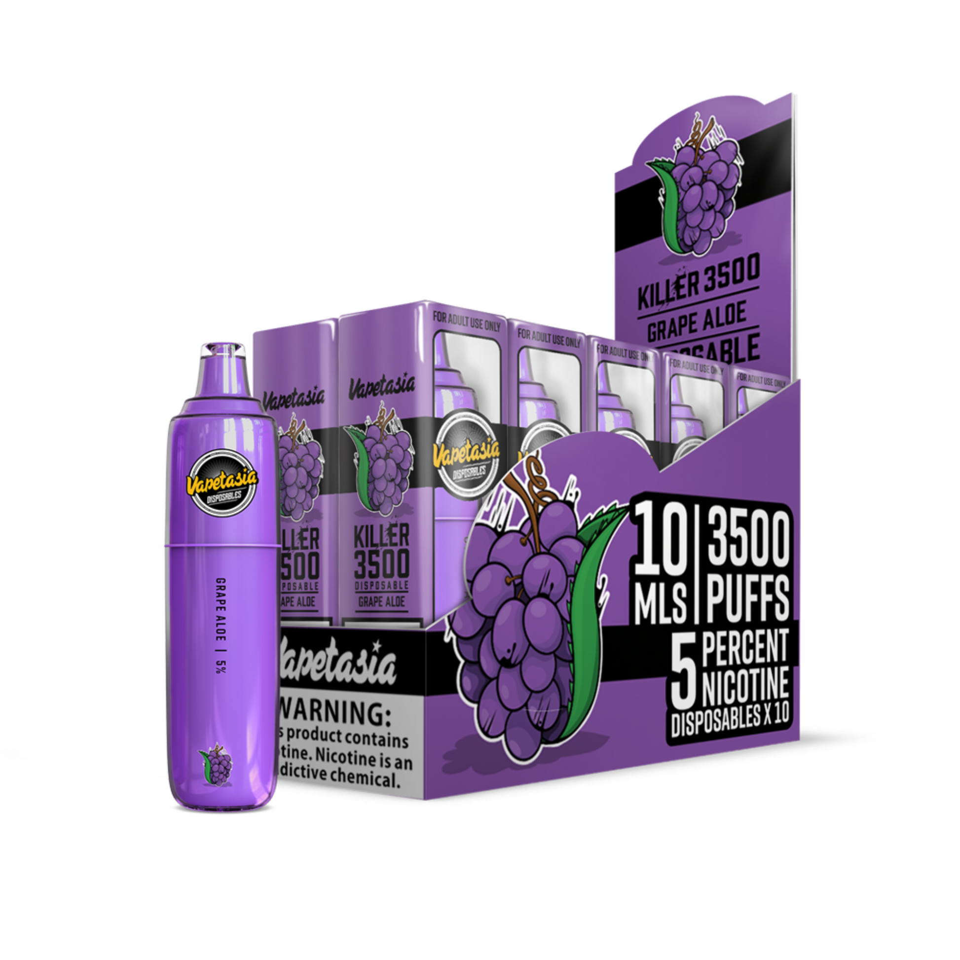 Vapetasia Killer Fruits Disposable 3500 Puffs 10mL 50mg | MOQ 10 | Grape Aloe with Packaigng