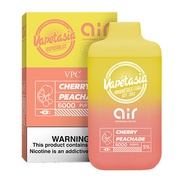 Vapetasia x Air Disposable | 6000 Puffs  | 11mL | 50mg | MOQ 10 | Cherry Peachade with Packaging