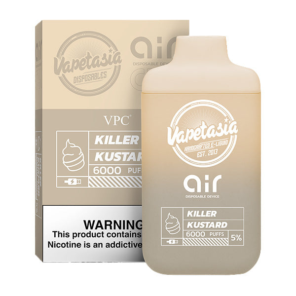 Vapetasia x Air Disposable | 6000 Puffs  | 11mL | 50mg | MOQ 10 | Killer Kustard with Packaging