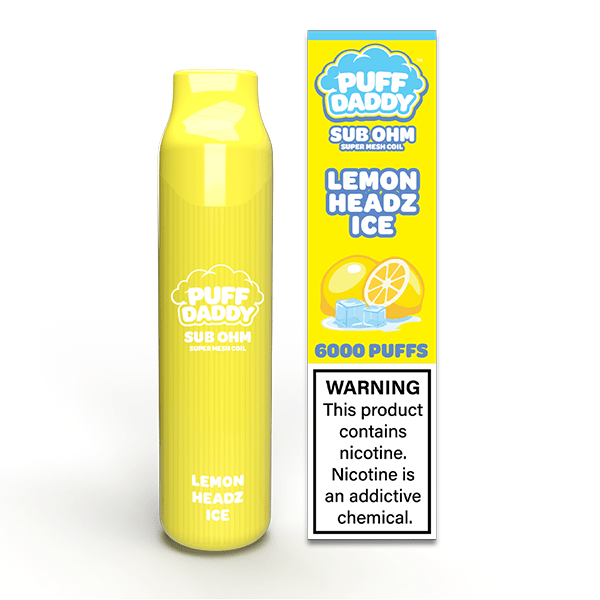 Puff Daddy Disposable 6000 Puffs 14mL 50mg | MOQ 10 | Lemon Headz Ice with Packaging