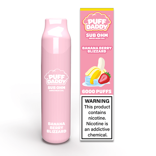 Puff Daddy Disposable 6000 Puffs 14mL 50mg | MOQ 10 | Banana Berry Blizzard  with Packaging