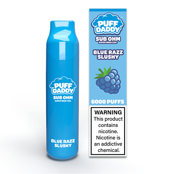 Puff Daddy Disposable 6000 Puffs 14mL 50mg | MOQ 10 | Blue Razz Slushy  with Packaging